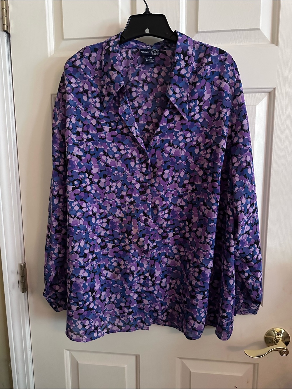 Woman’s Venezia Purple Multi-Color Button Front Blouse
